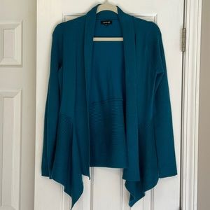 Ladies Large teal open cardigan sweater